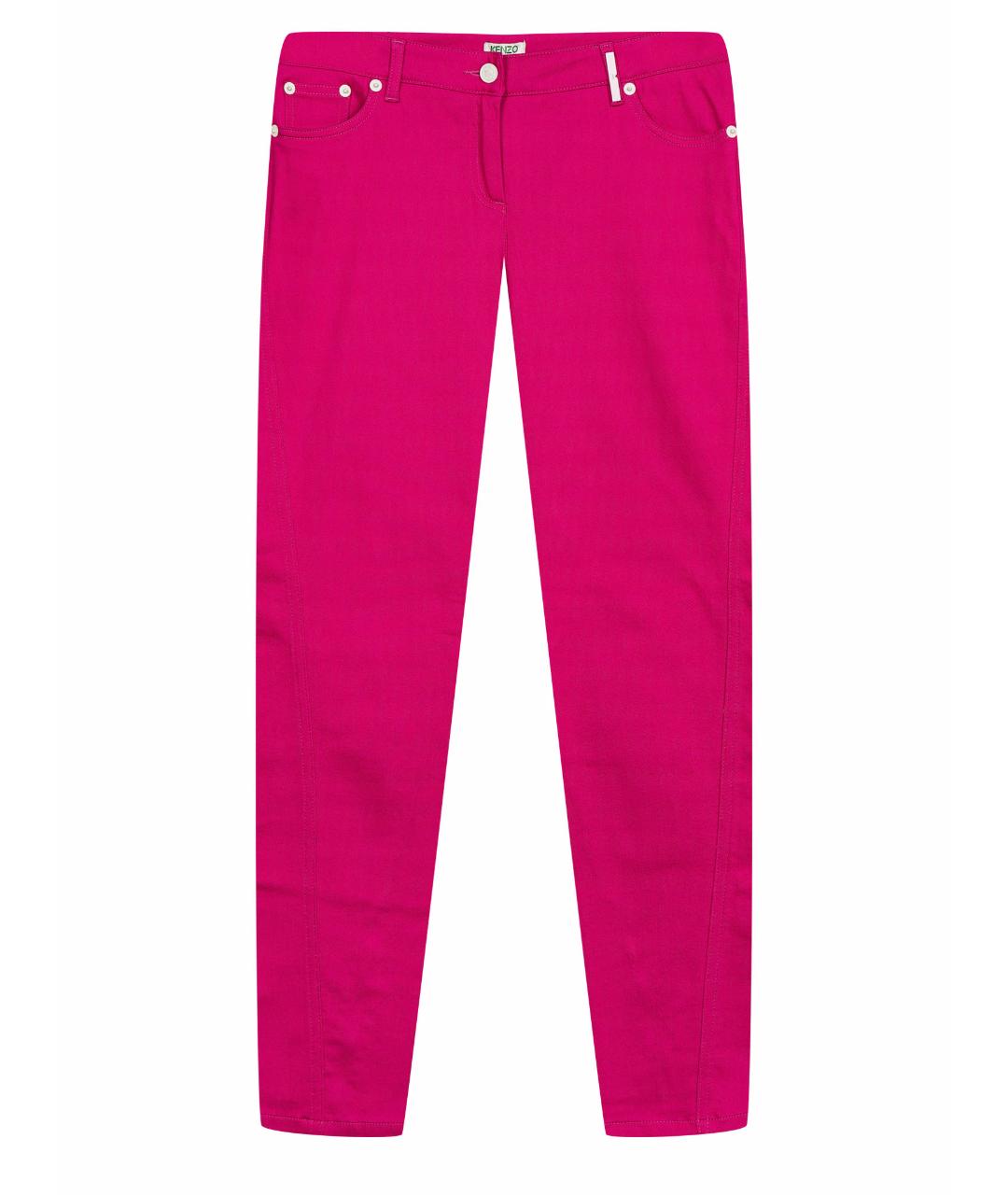 KENZO Розовые хлопко-эластановые брюки узкие, фото 1