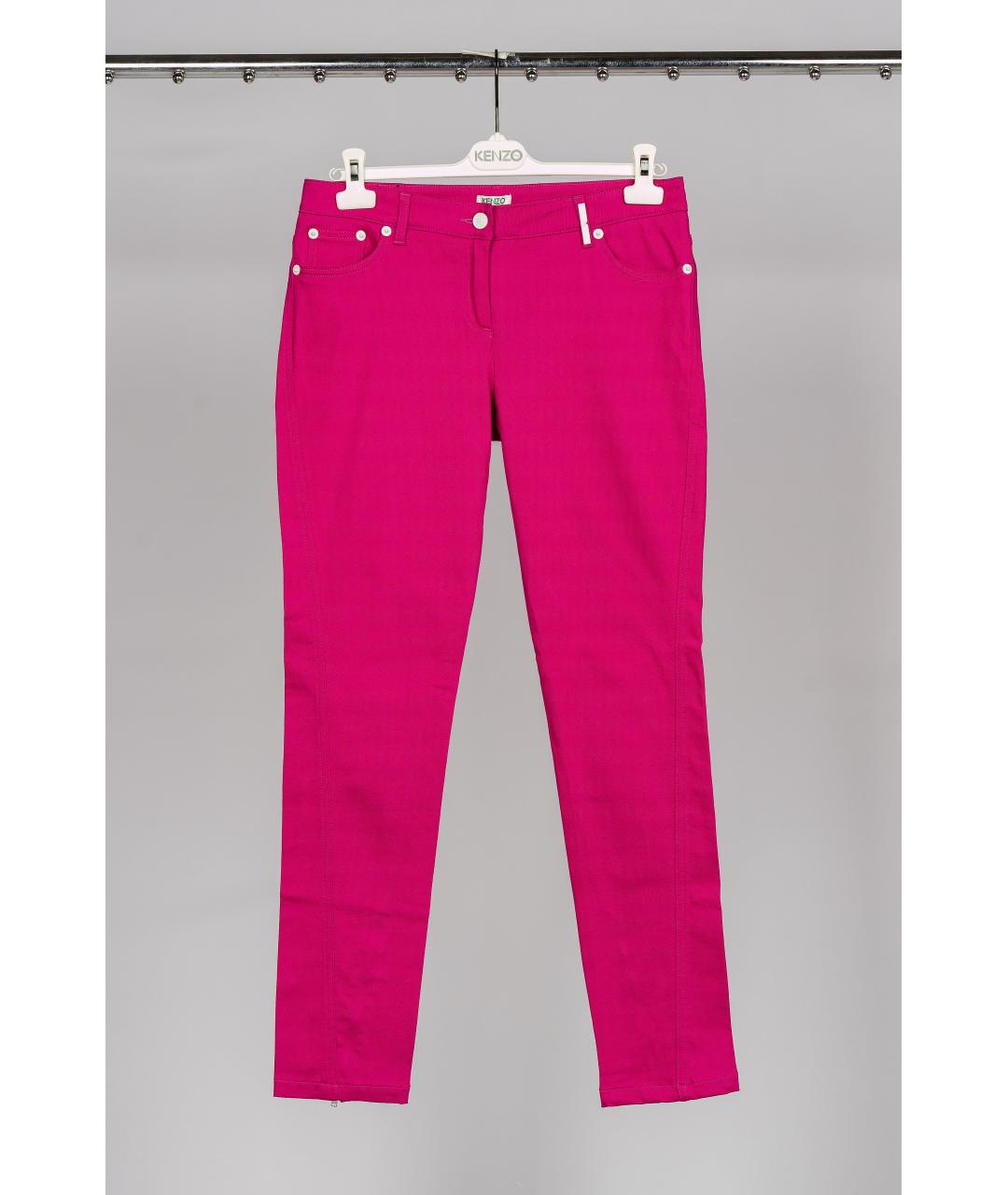 KENZO Розовые хлопко-эластановые брюки узкие, фото 3