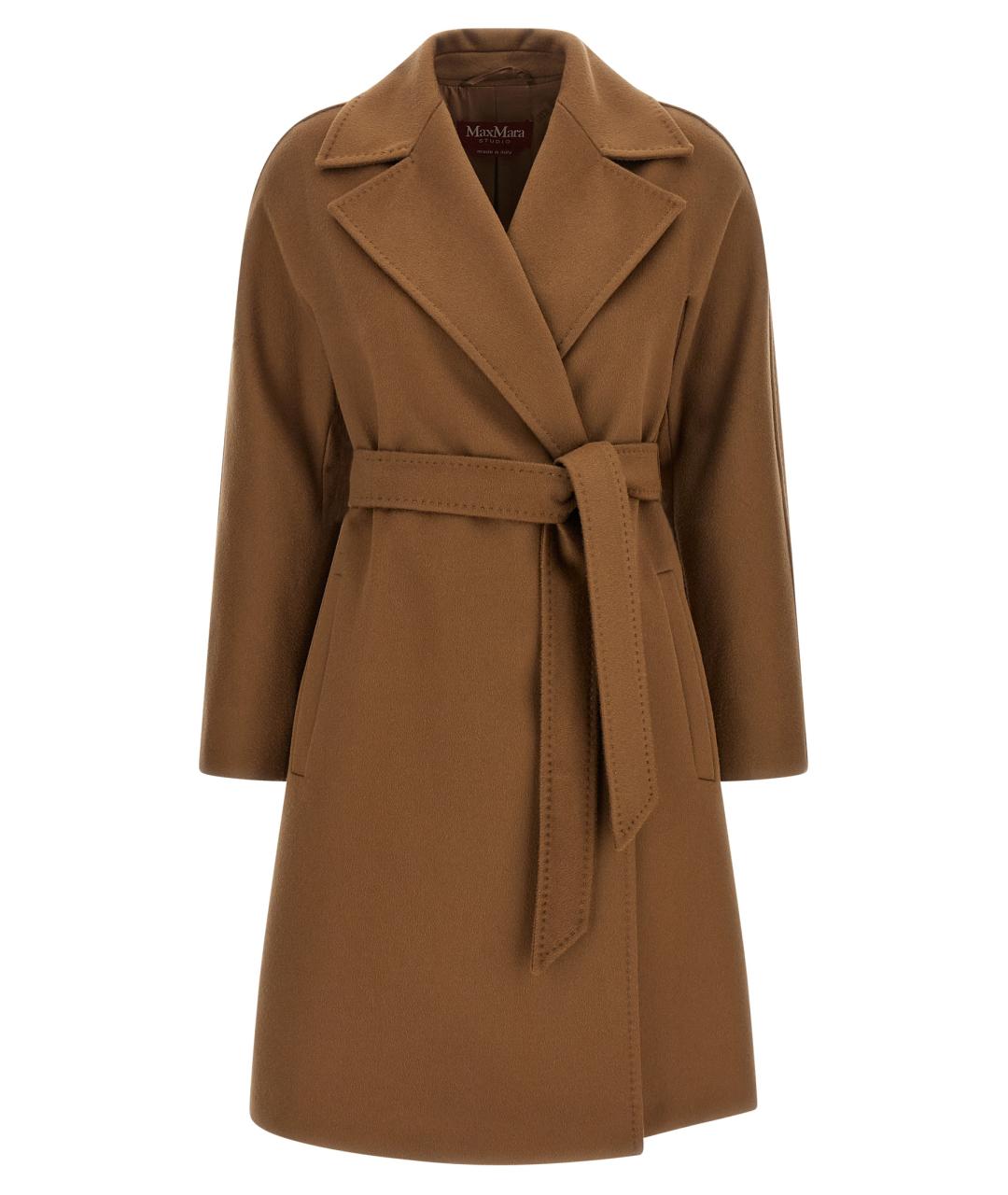 MAX MARA STUDIO Коричневое шерстяное пальто, фото 1