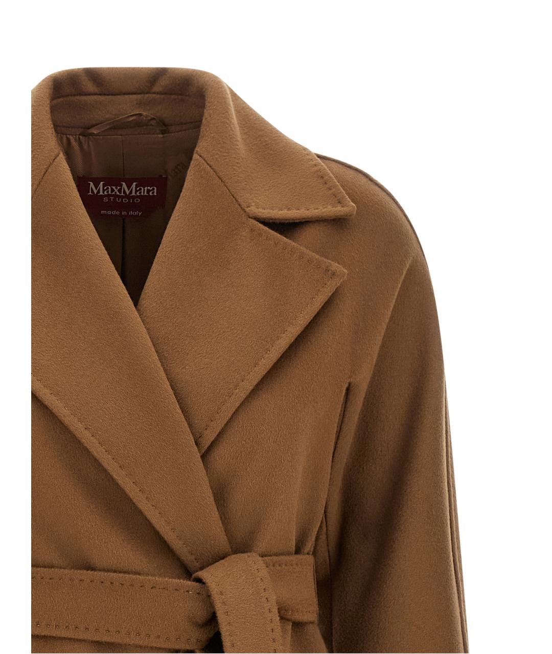 MAX MARA STUDIO Коричневое шерстяное пальто, фото 3