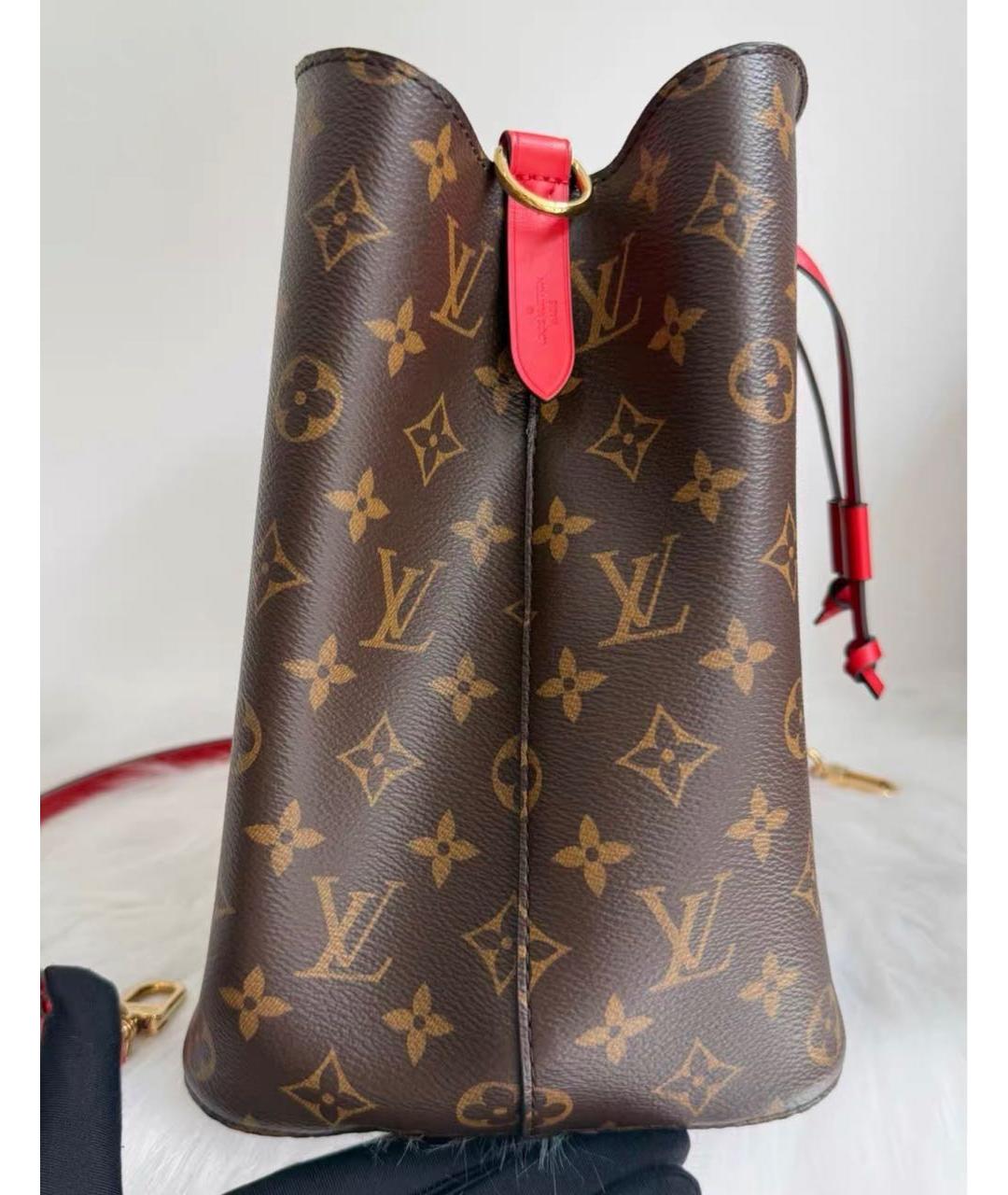 LOUIS VUITTON Красная кожаная сумка тоут, фото 3