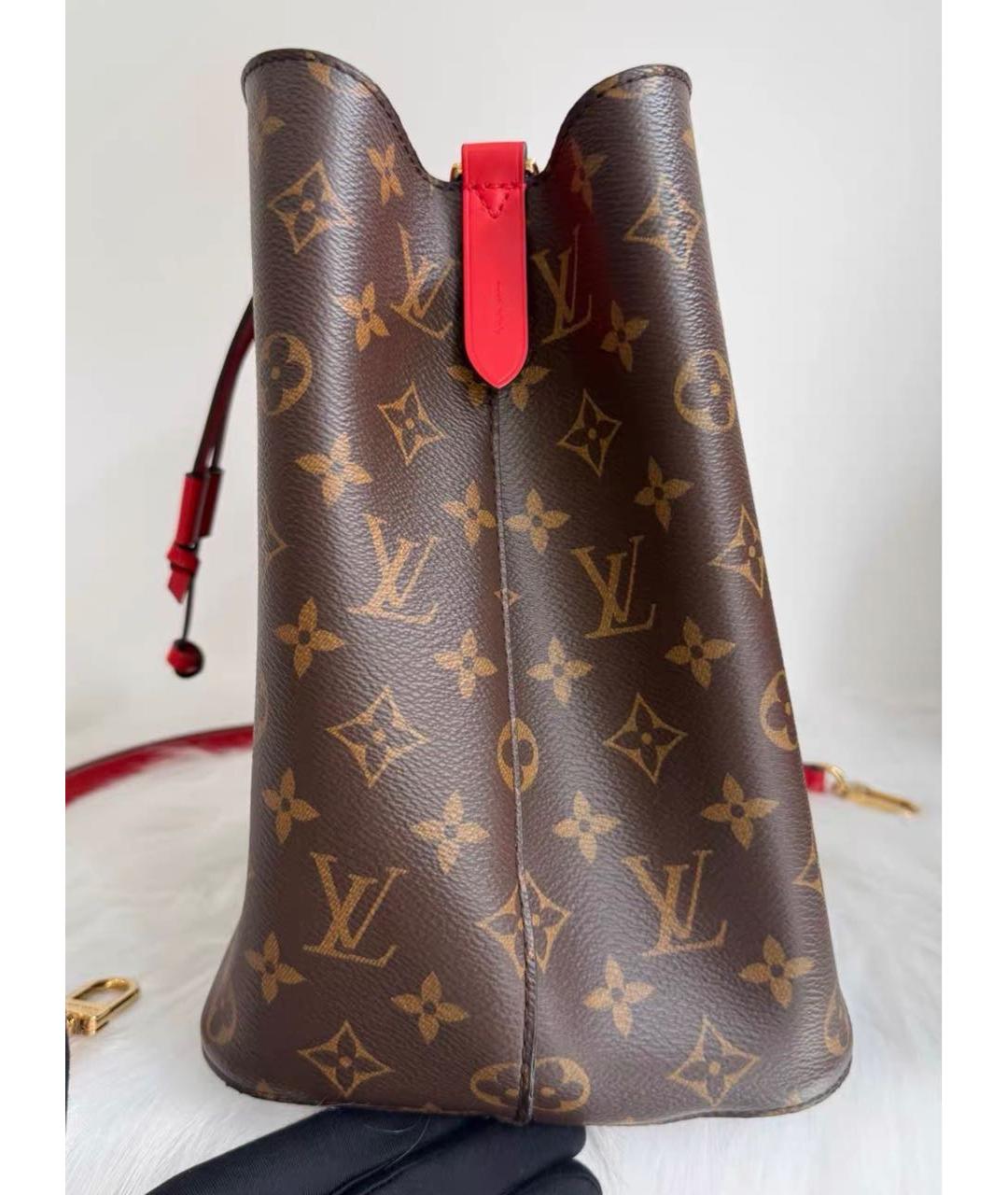 LOUIS VUITTON Красная кожаная сумка тоут, фото 4