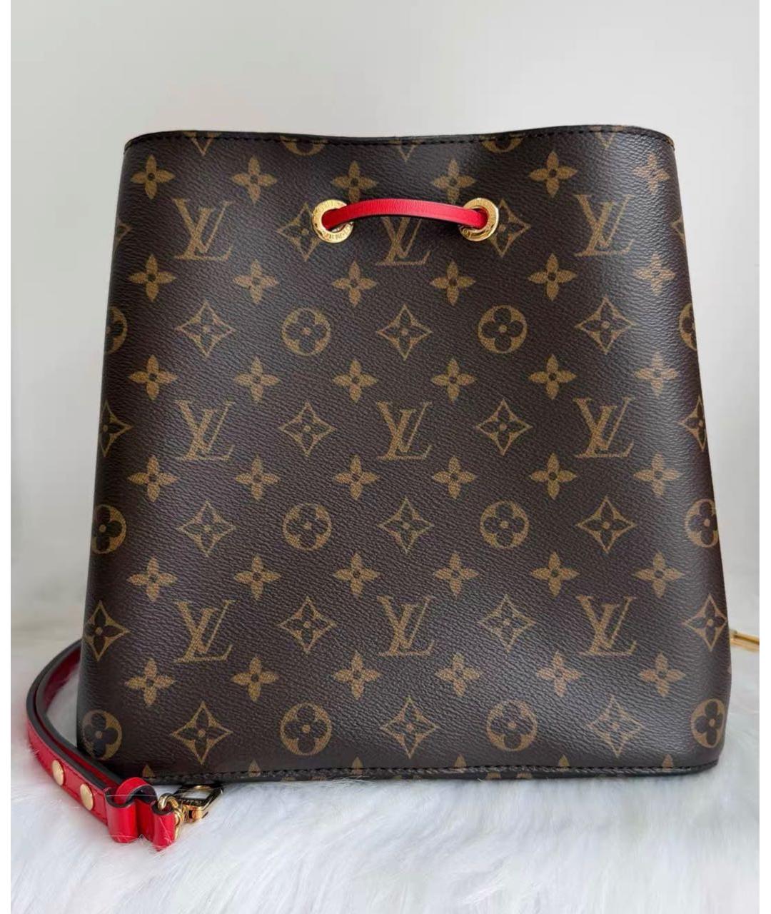 LOUIS VUITTON Красная кожаная сумка тоут, фото 2