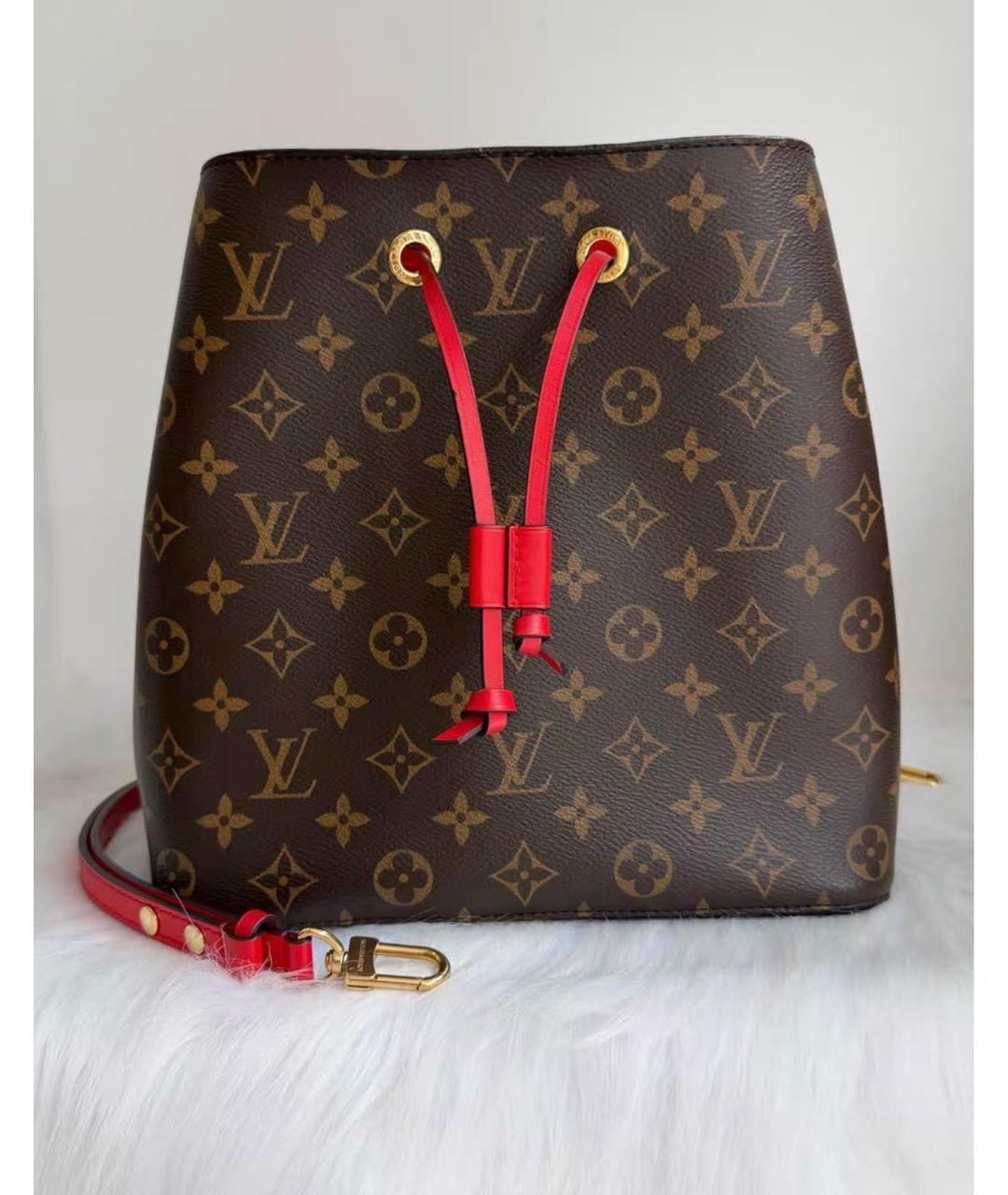 LOUIS VUITTON Красная кожаная сумка тоут, фото 8
