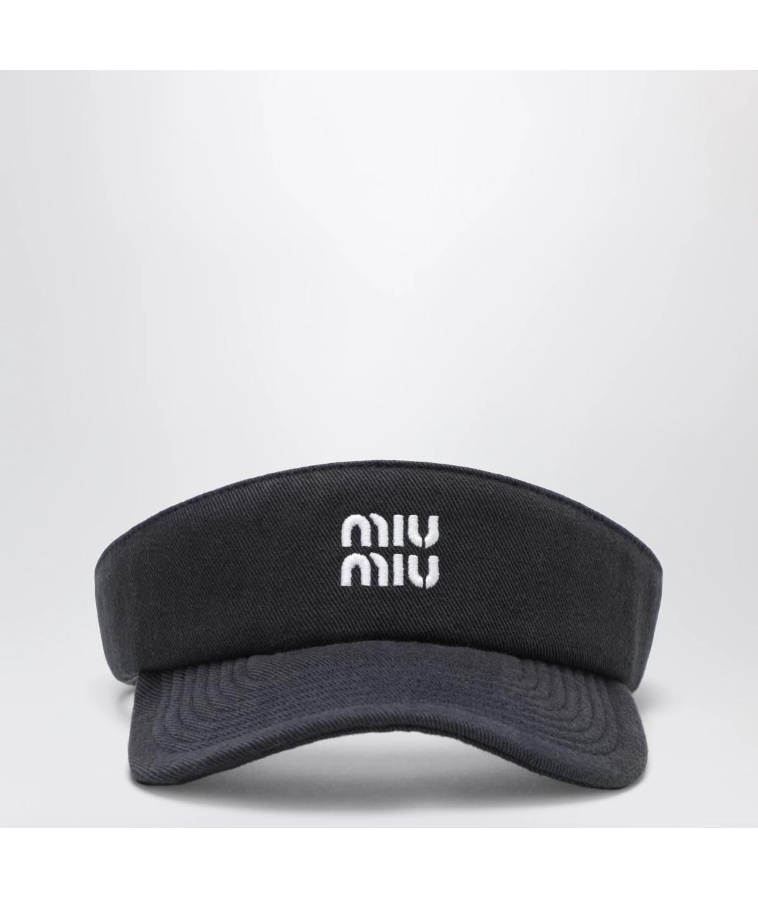 MIU MIU Темно-синяя хлопковая кепка, фото 3