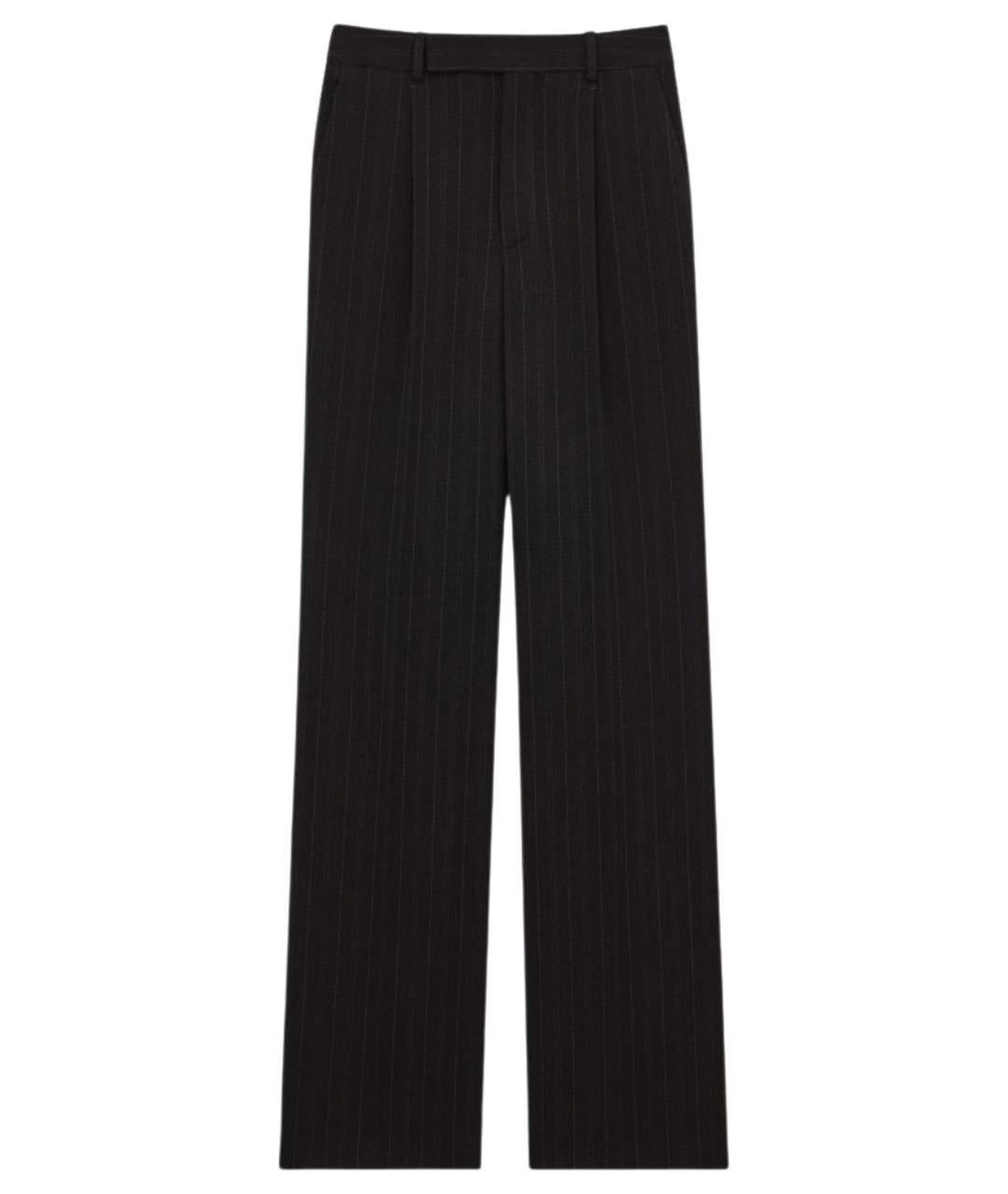 SAINT LAURENT Черные шерстяные прямые брюки, фото 1