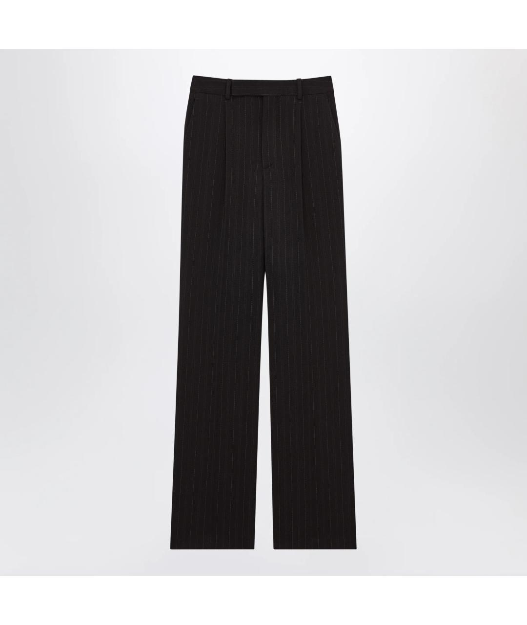 SAINT LAURENT Черные шерстяные прямые брюки, фото 3