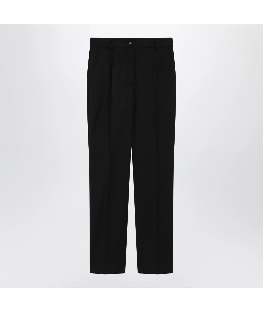 DOLCE&GABBANA Черные шерстяные прямые брюки, фото 3