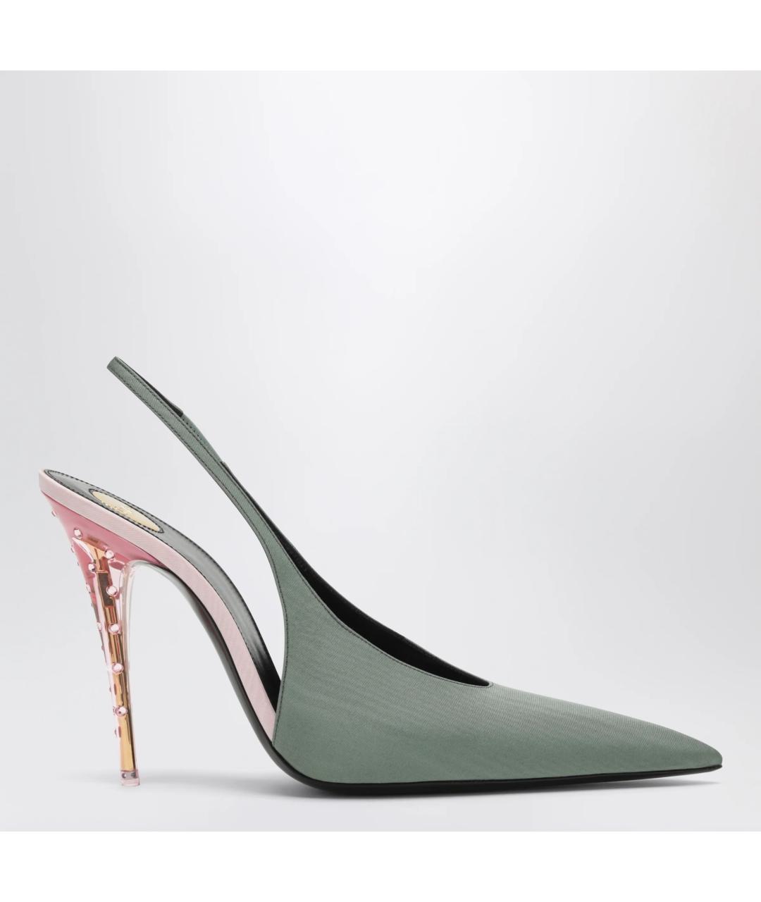 SAINT LAURENT Зеленые текстильные туфли, фото 3