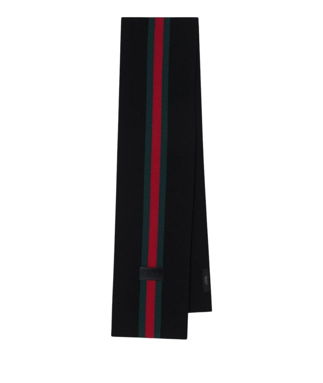 GUCCI Черный шерстяной шарф, фото 1