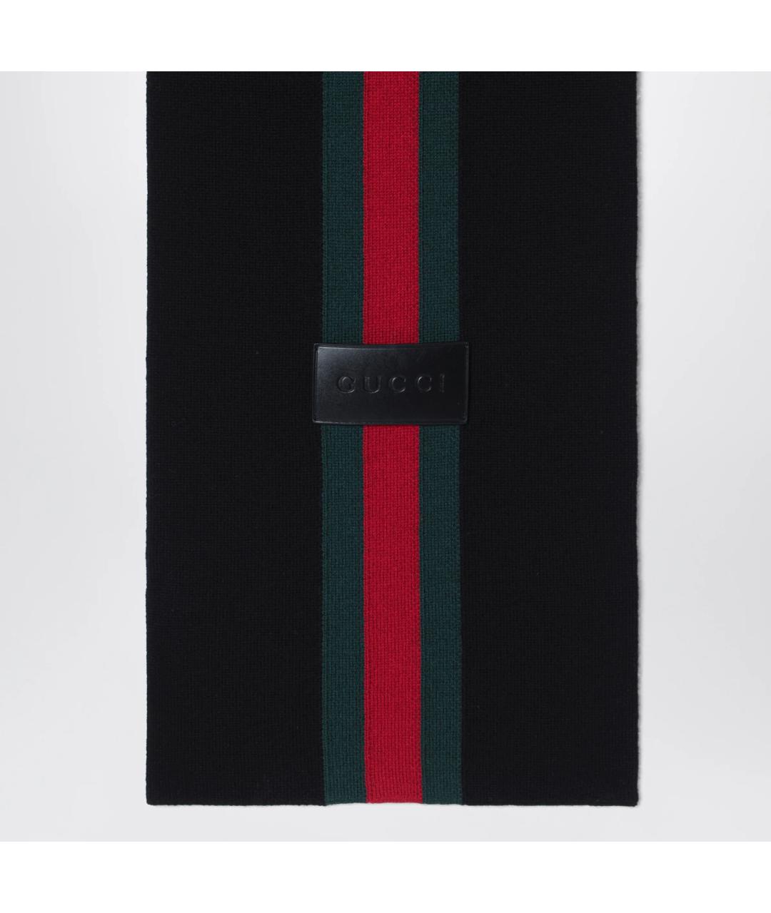 GUCCI Черный шерстяной шарф, фото 2