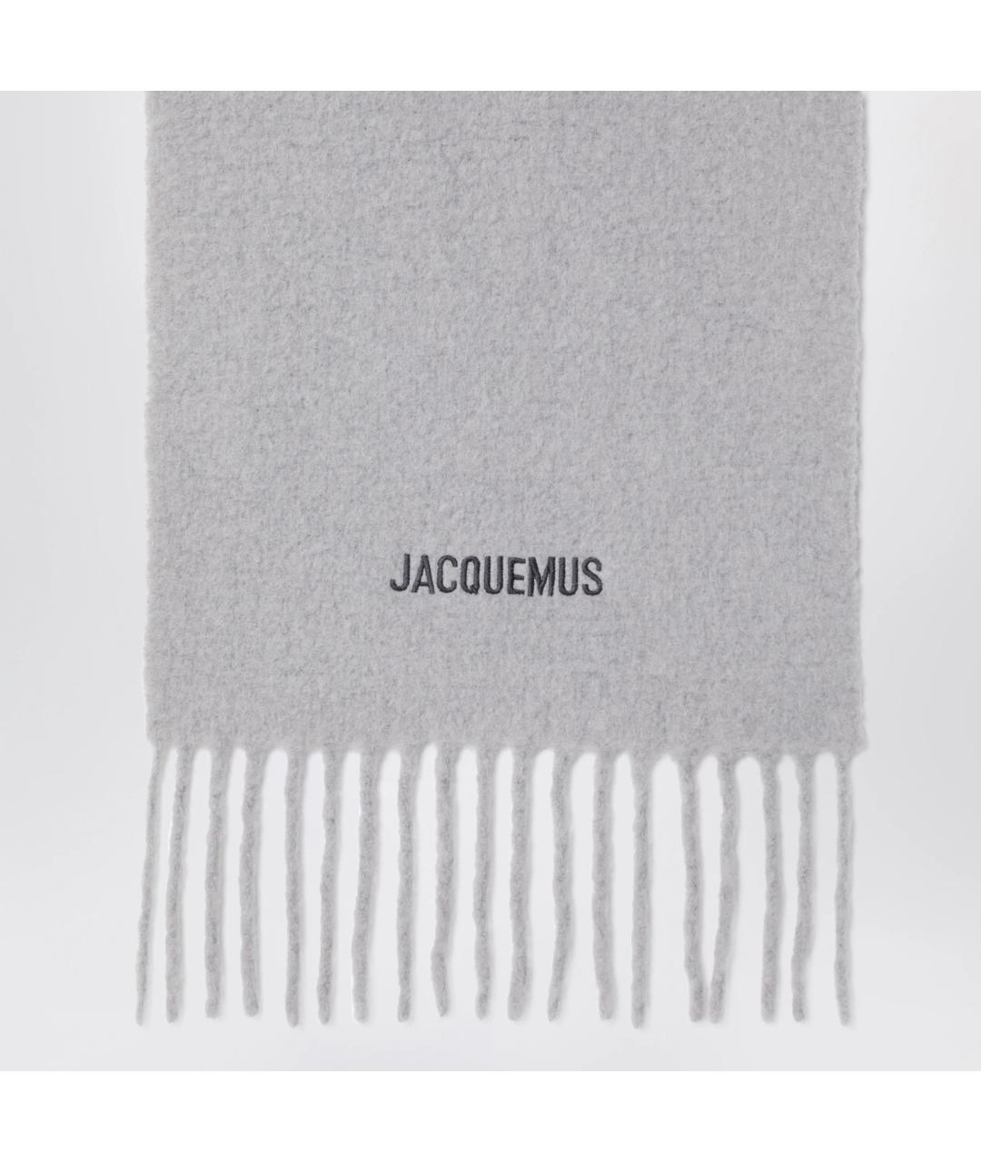 JACQUEMUS Серый шерстяной шарф, фото 2