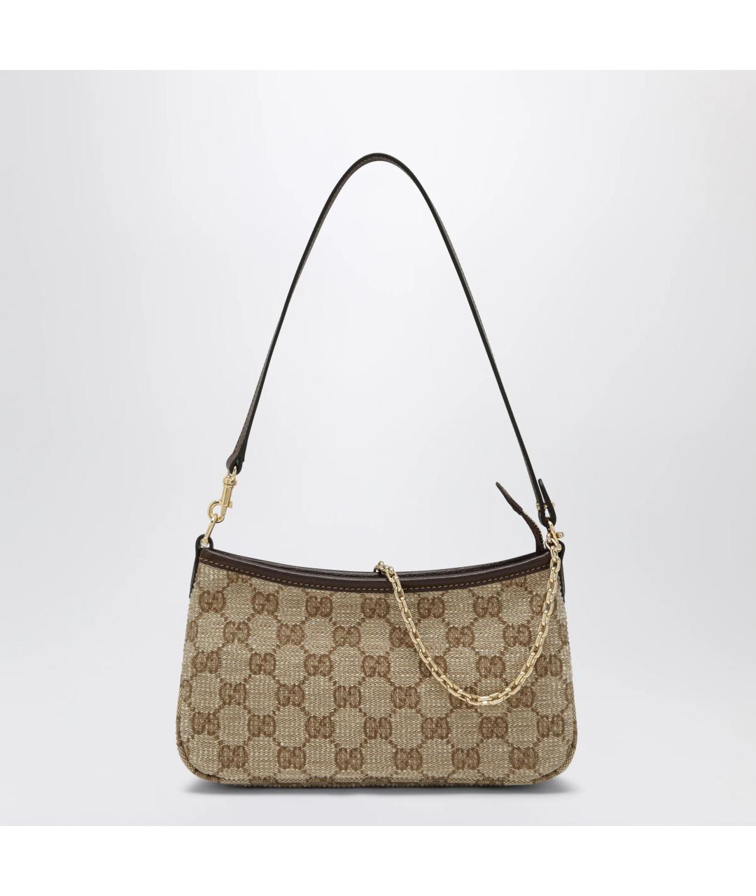 GUCCI Бежевая сумка через плечо из канвы, фото 3