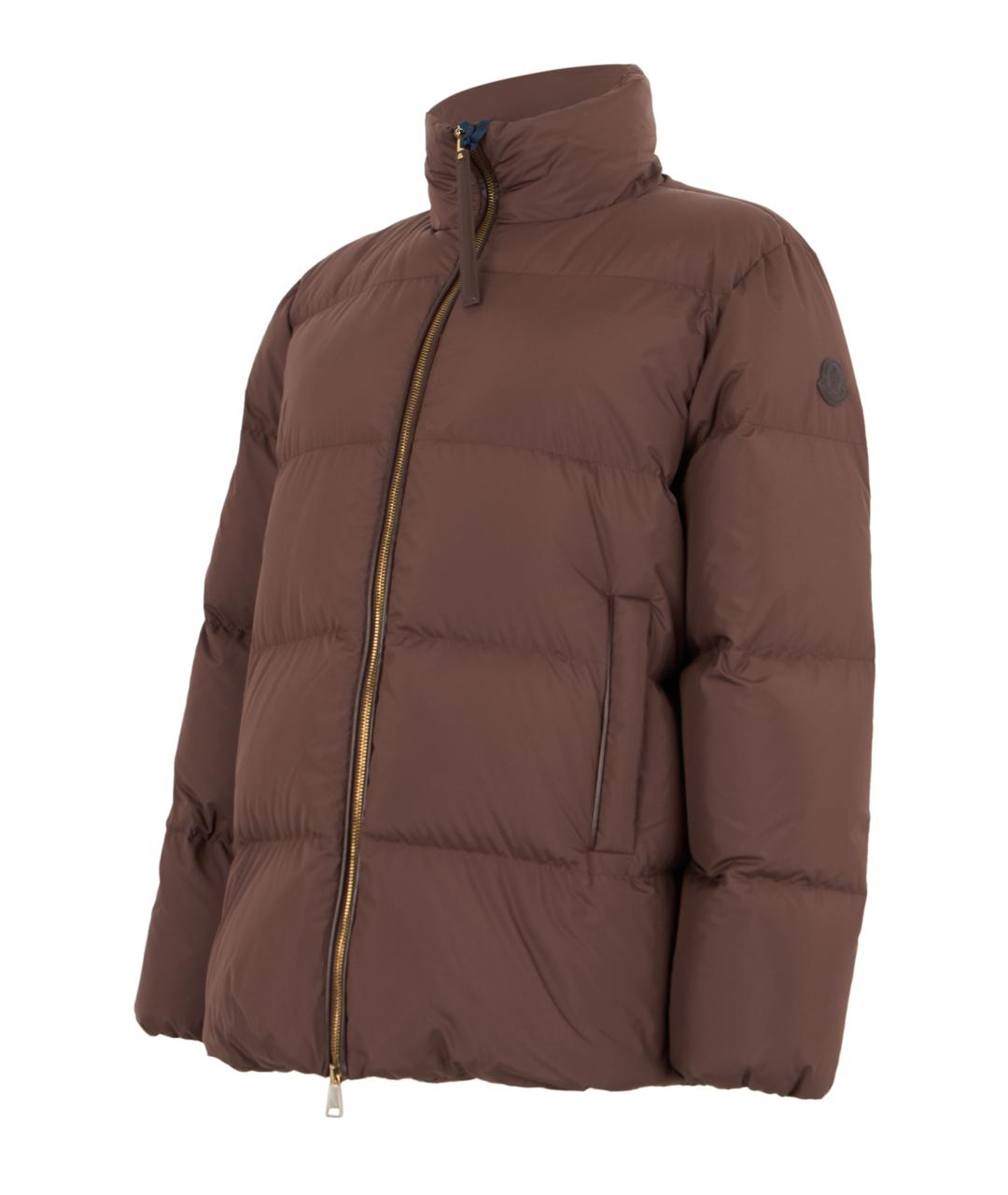 MONCLER Коричневый полиэстеровый пуховик, фото 3