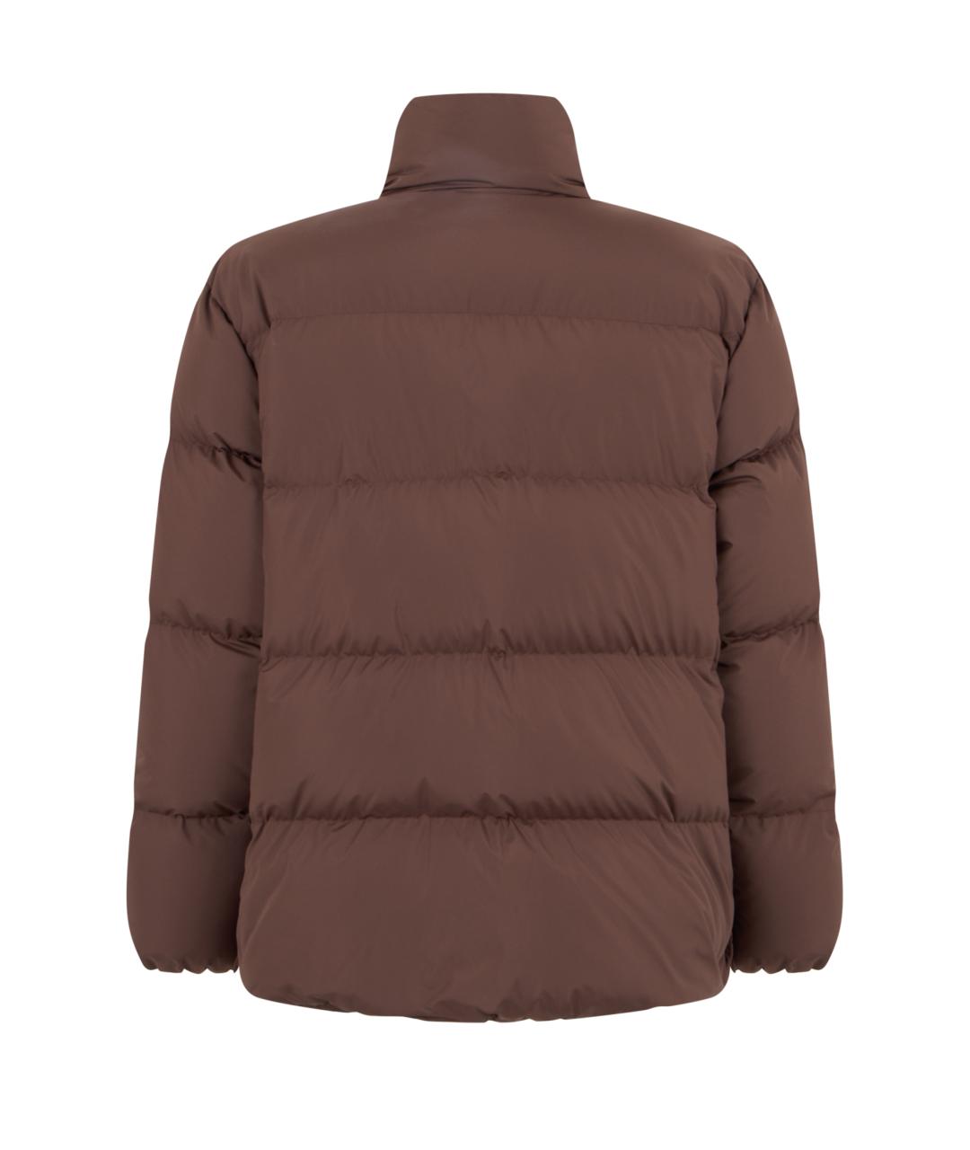 MONCLER Коричневый полиэстеровый пуховик, фото 2