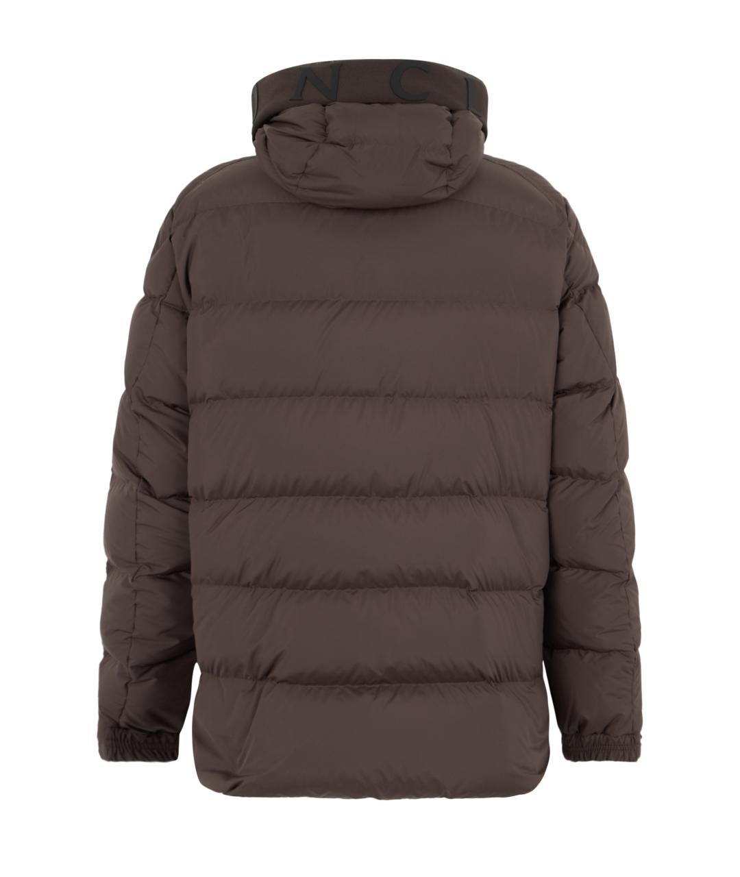 MONCLER Коричневый полиэстеровый пуховик, фото 2