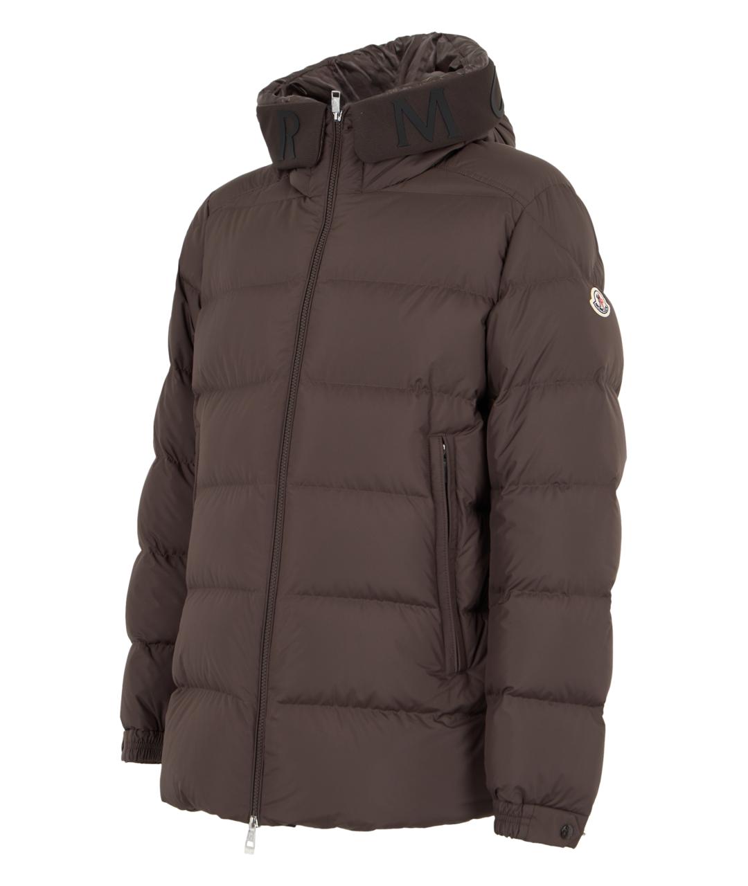 MONCLER Коричневый полиэстеровый пуховик, фото 3