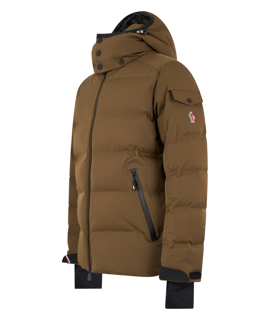 MONCLER GRENOBLE Коричневый синтетический пуховик, фото 3