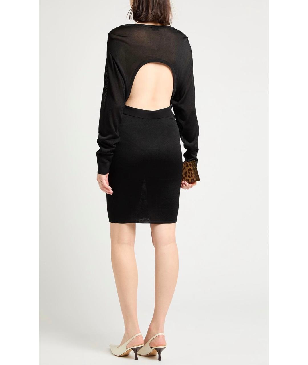 SAINT LAURENT Черное вискозное коктейльное платье, фото 3