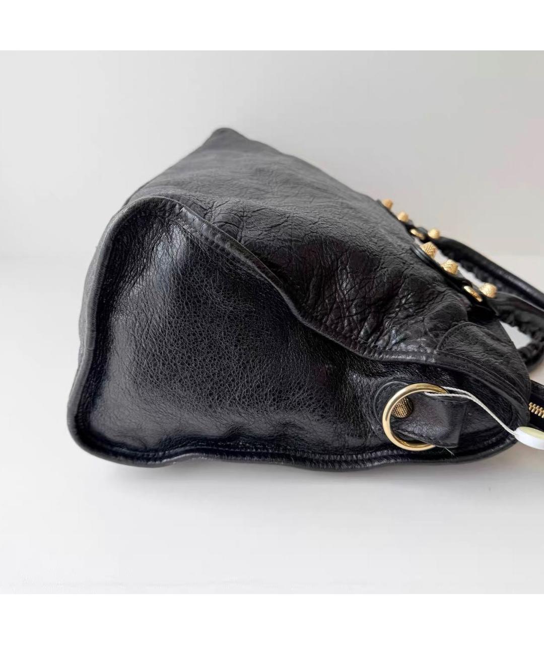 BALENCIAGA Черная кожаная сумка тоут, фото 7