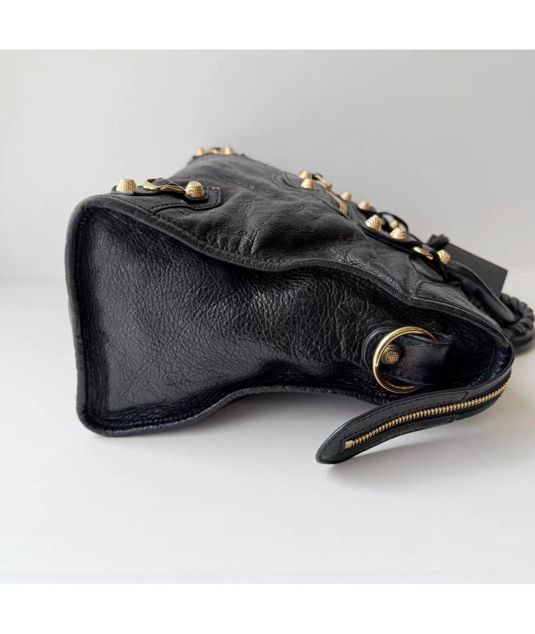 BALENCIAGA Черная кожаная сумка тоут, фото 5