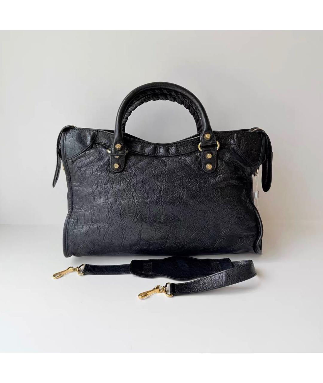 BALENCIAGA Черная кожаная сумка тоут, фото 2