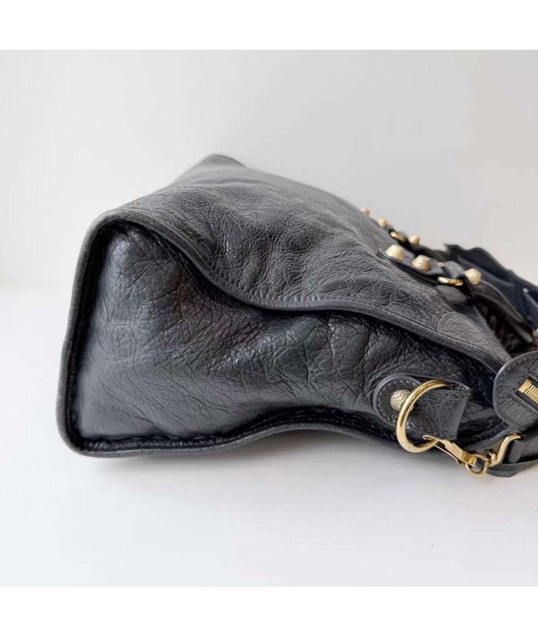 BALENCIAGA Антрацитовая кожаная сумка тоут, фото 7