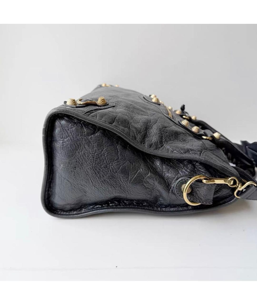BALENCIAGA Антрацитовая кожаная сумка тоут, фото 5