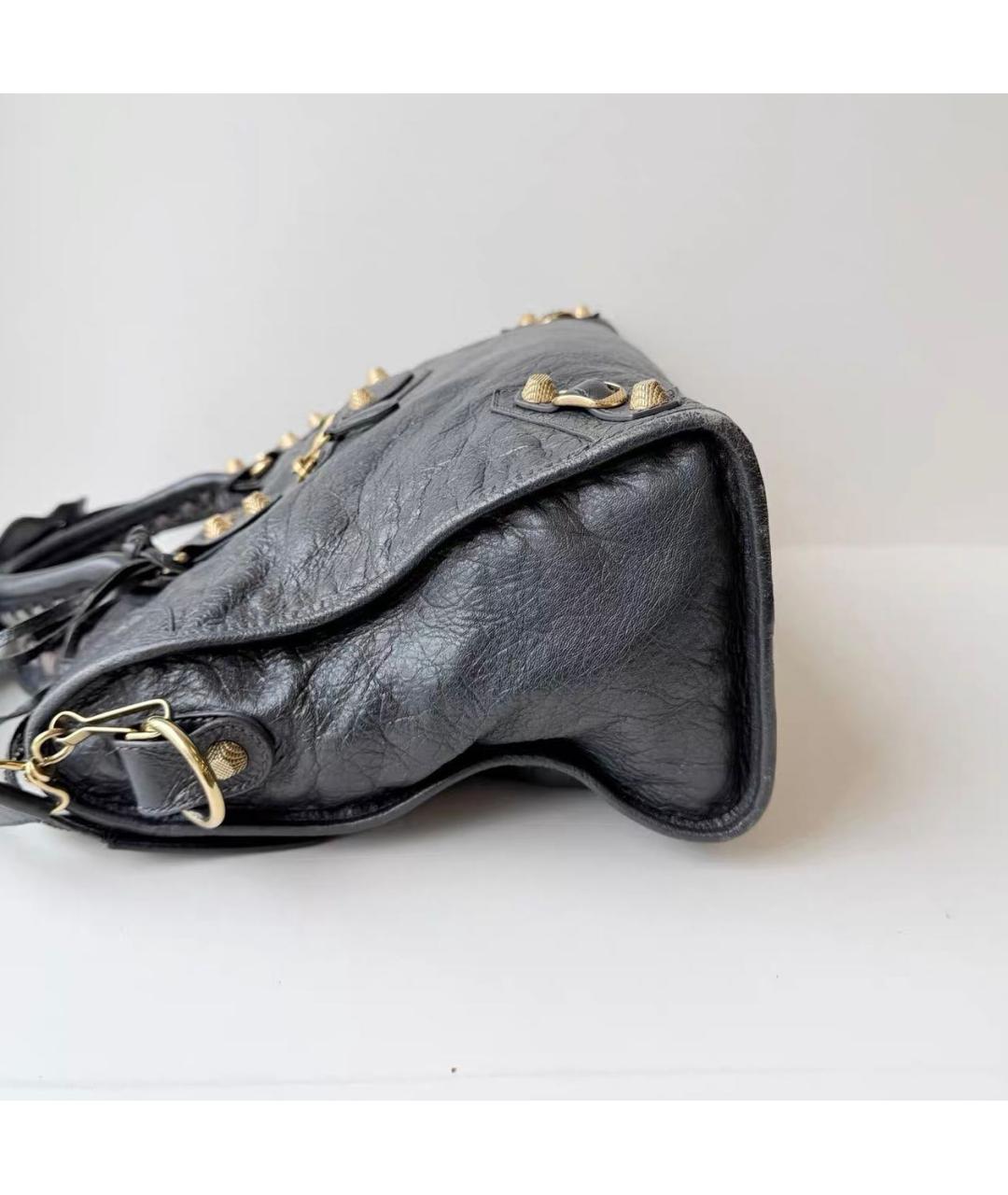 BALENCIAGA Антрацитовая кожаная сумка тоут, фото 3