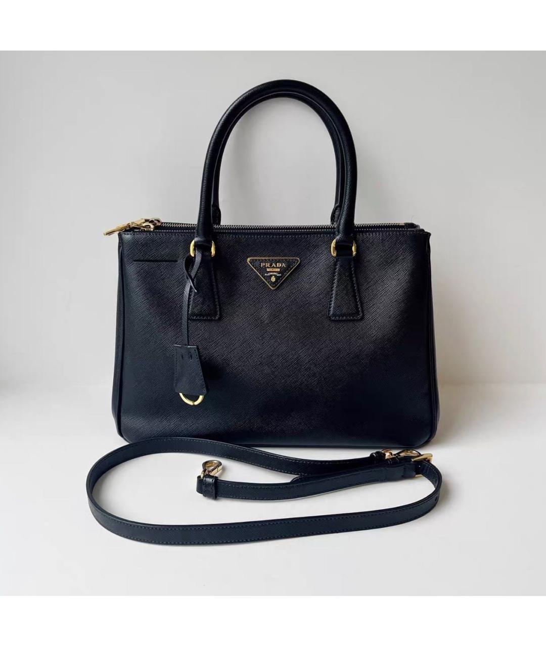 PRADA Черная кожаная сумка тоут, фото 10