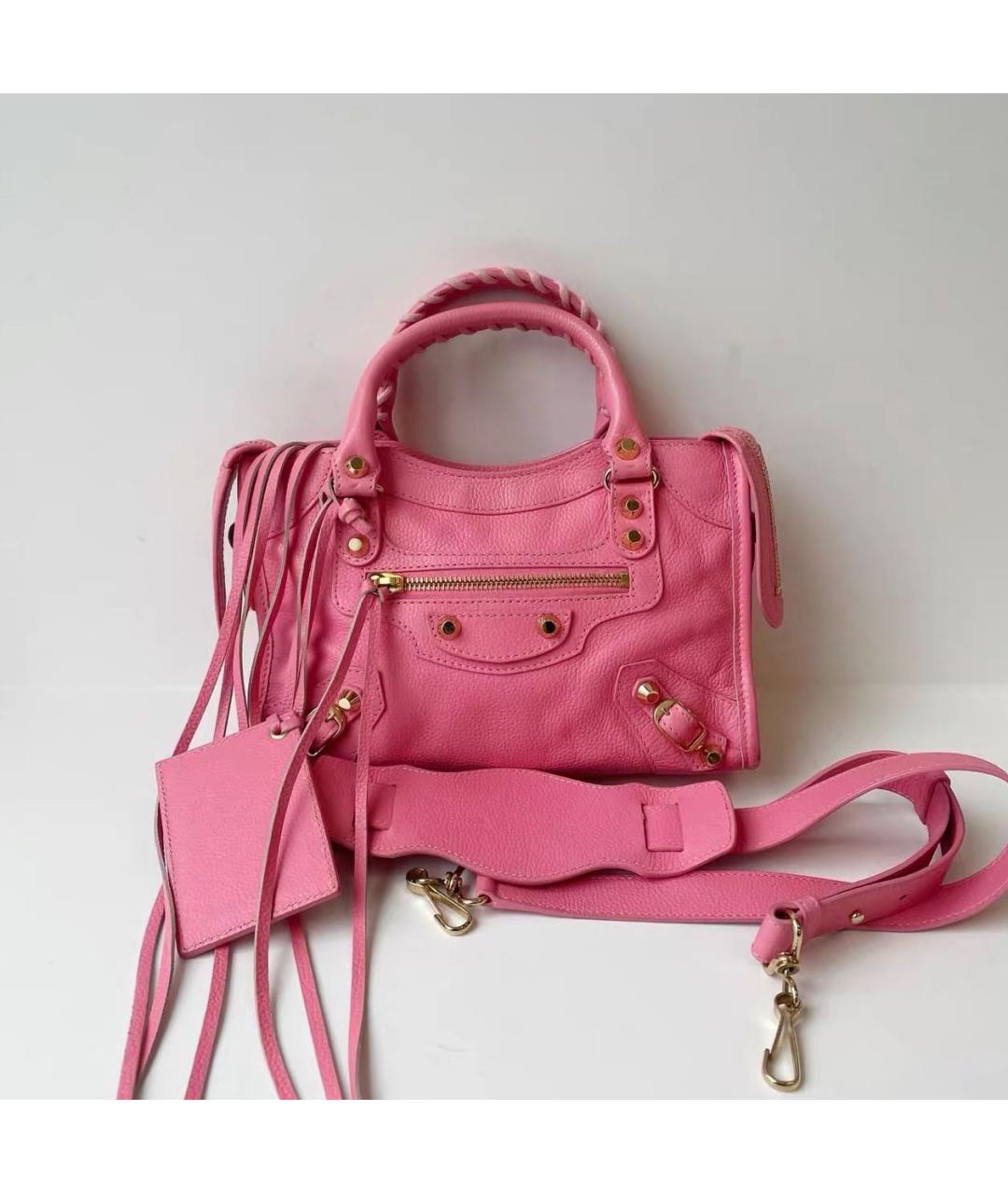 BALENCIAGA Розовая кожаная сумка с короткими ручками, фото 9
