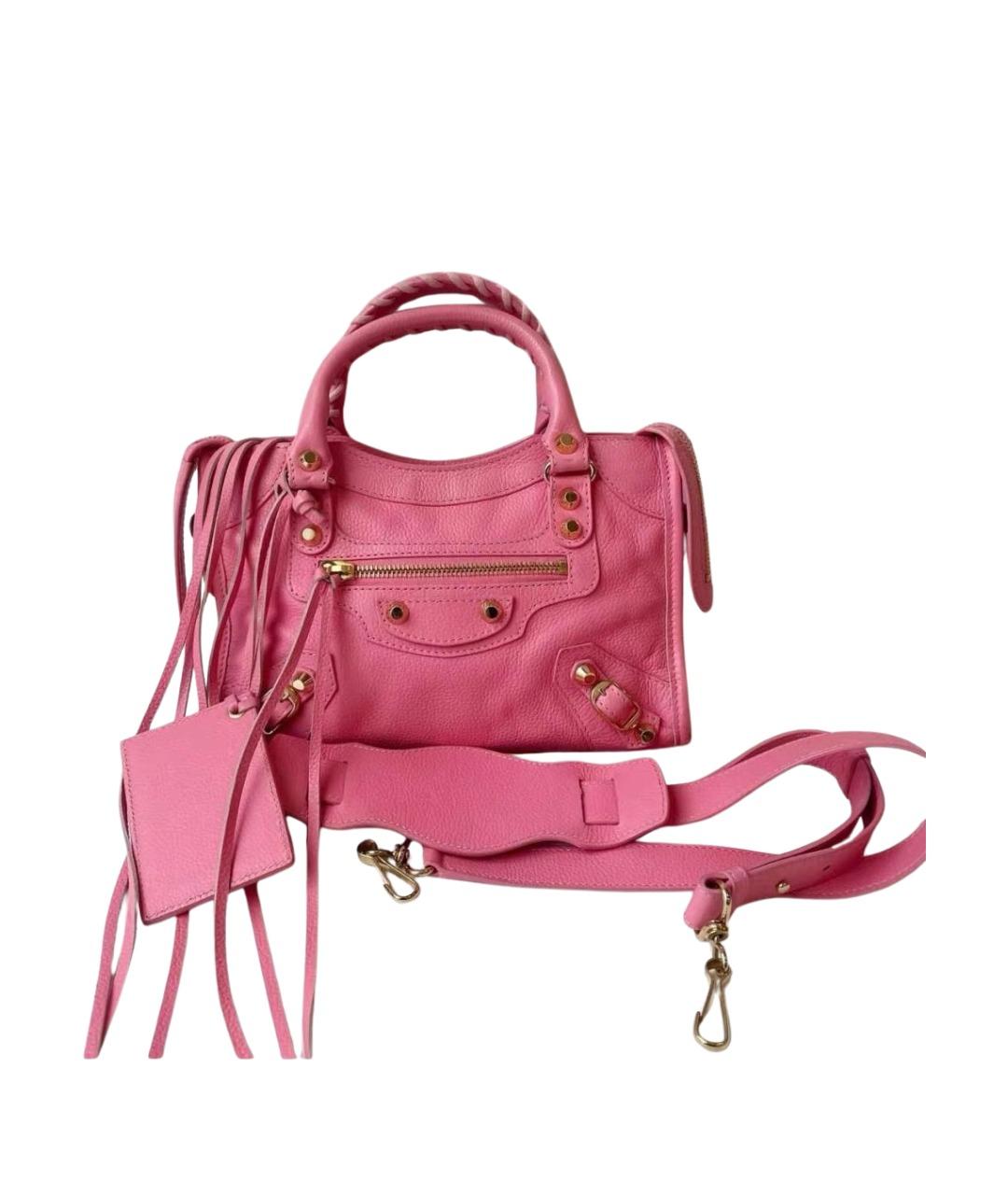 BALENCIAGA Розовая кожаная сумка с короткими ручками, фото 1