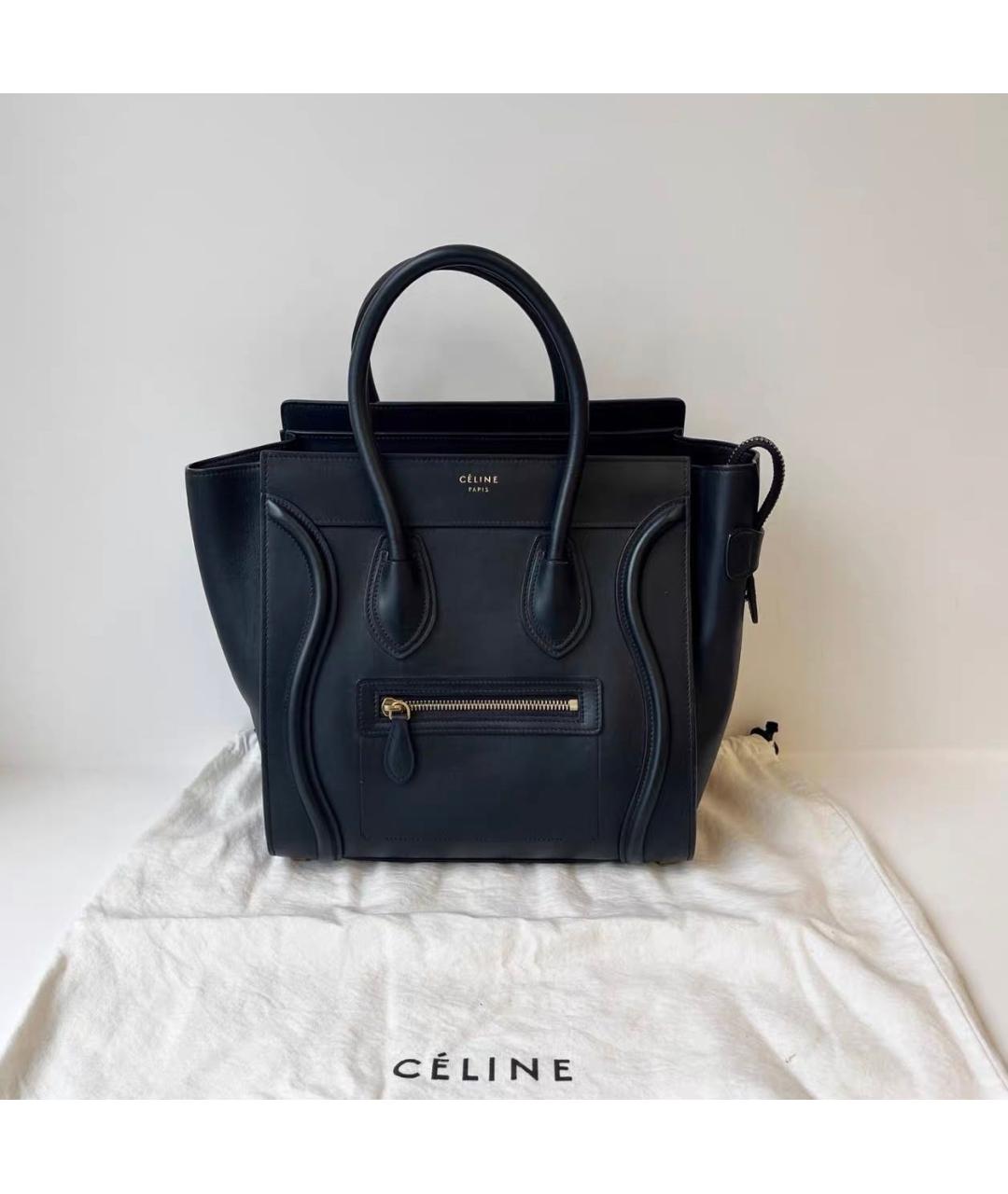 CELINE Черная кожаная сумка с короткими ручками, фото 9