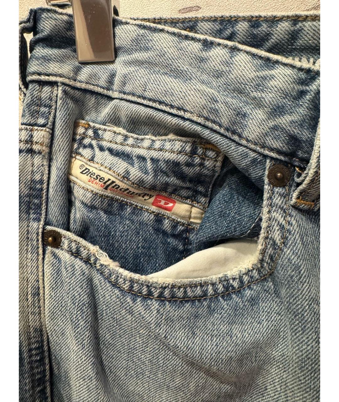 DIESEL Голубые хлопковые прямые джинсы, фото 4