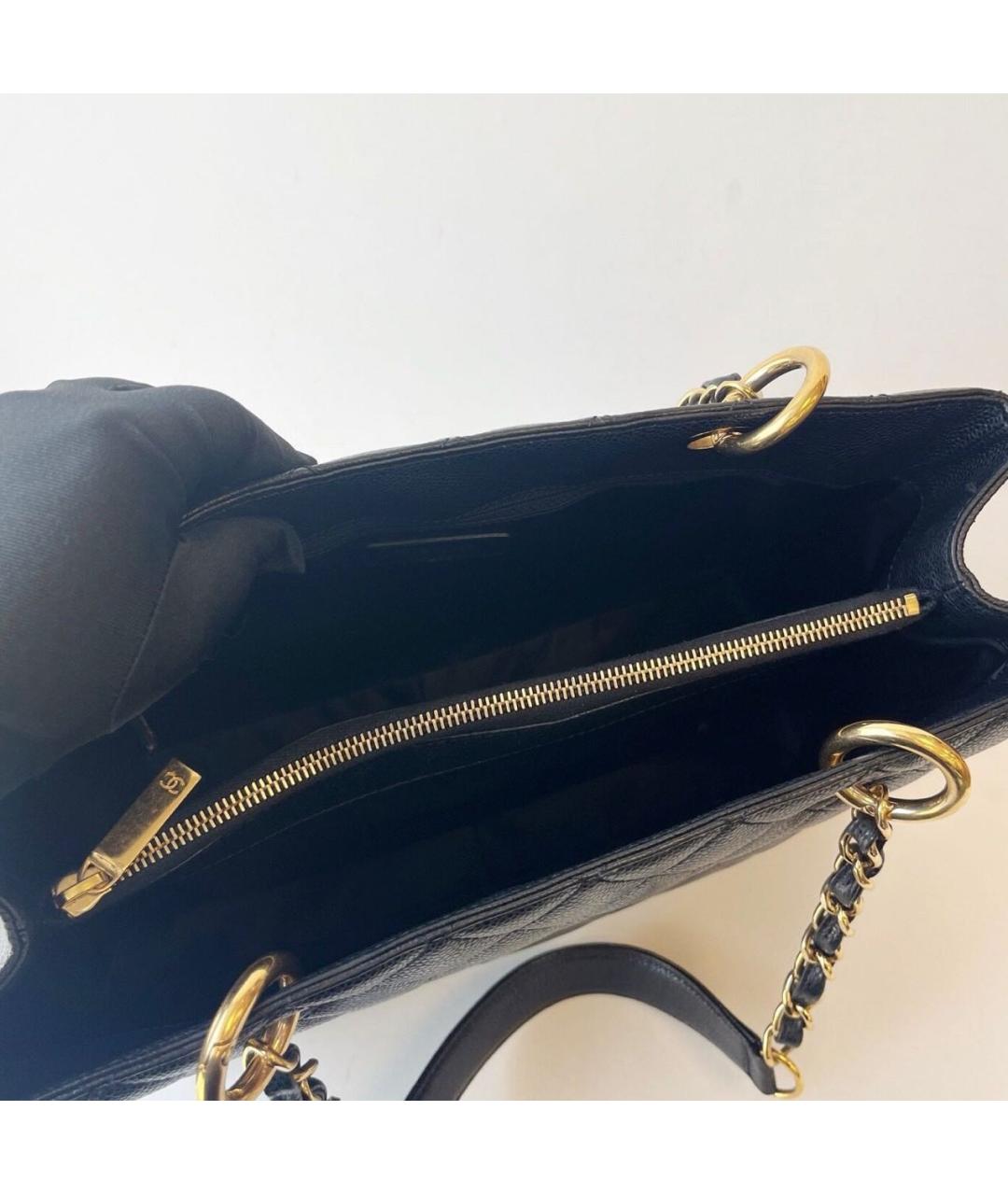 CHANEL Черная кожаная сумка тоут, фото 8