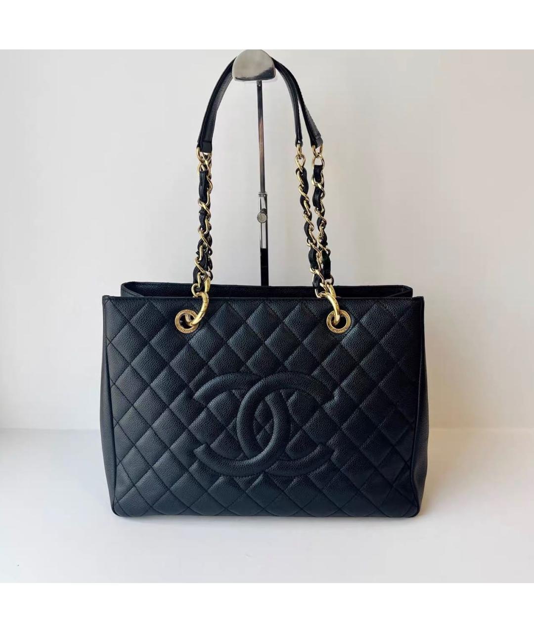 CHANEL Черная кожаная сумка тоут, фото 9