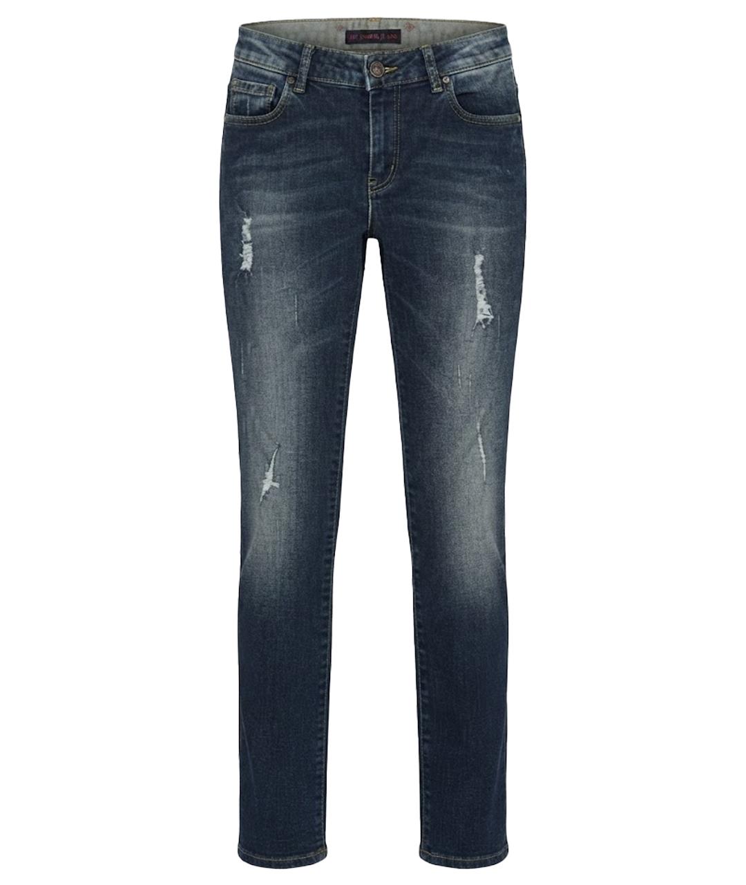 TRUSSARDI JEANS Темно-синие хлопко-эластановые джинсы слим, фото 1