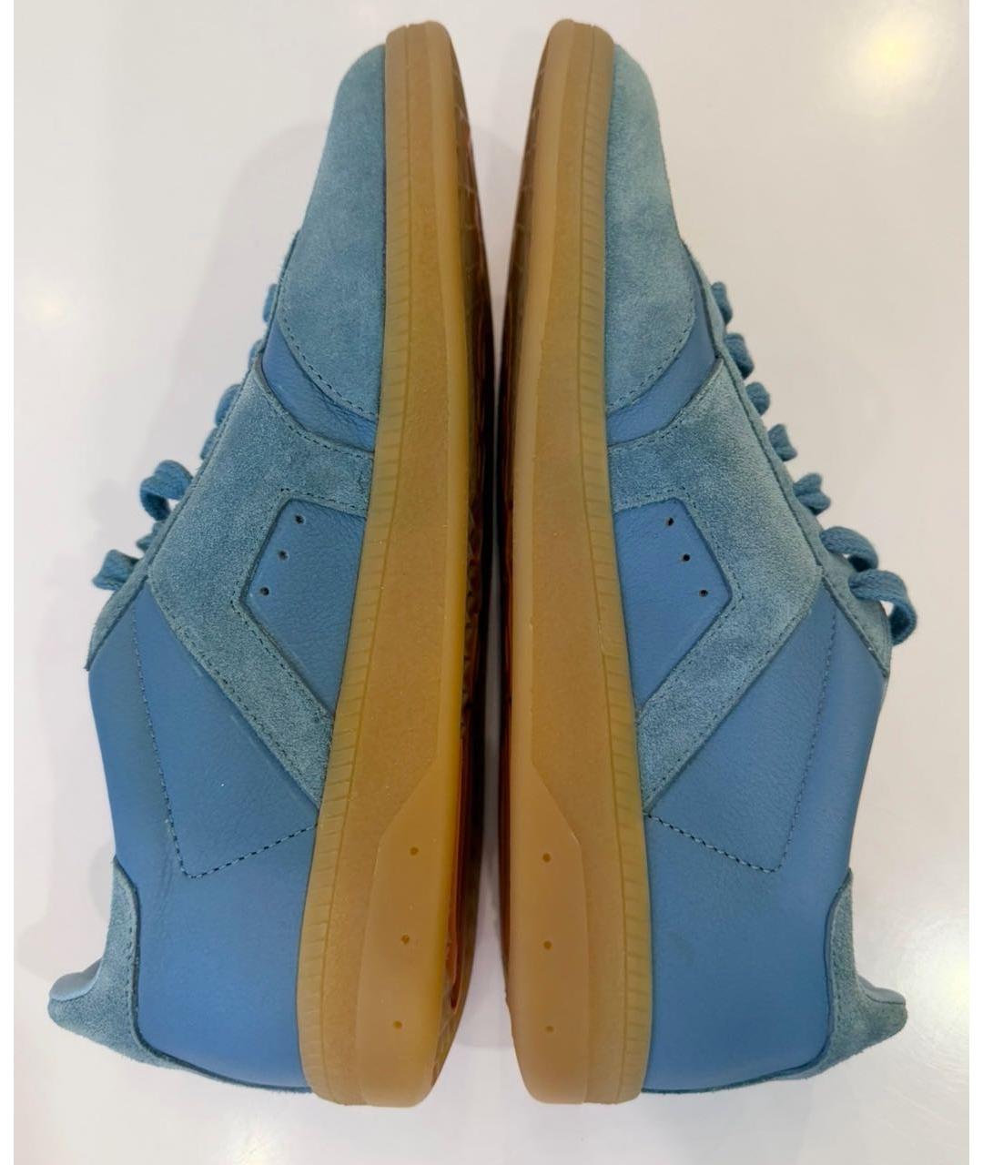 SANTONI Голубые кожаные кеды, фото 6