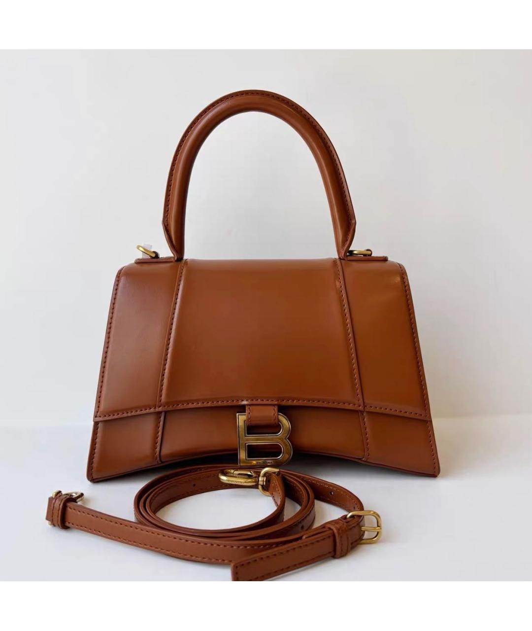 BALENCIAGA Коричневая кожаная сумка с короткими ручками, фото 9
