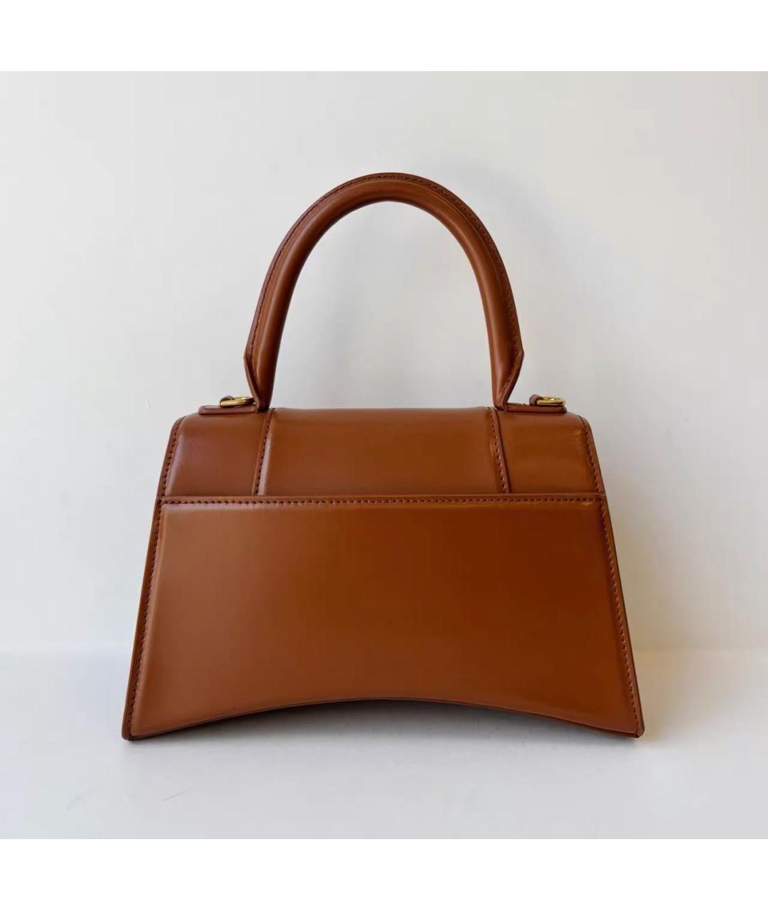BALENCIAGA Коричневая кожаная сумка с короткими ручками, фото 2