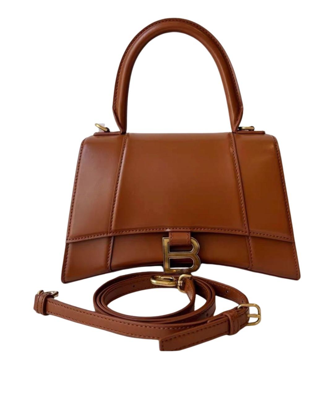 BALENCIAGA Коричневая кожаная сумка с короткими ручками, фото 1