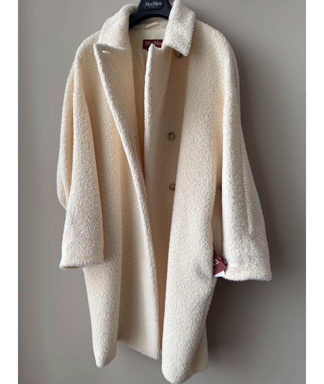 MAX MARA STUDIO Белое шерстяное пальто, фото 5