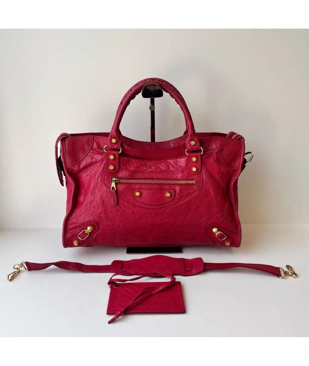 BALENCIAGA Красная кожаная сумка тоут, фото 9