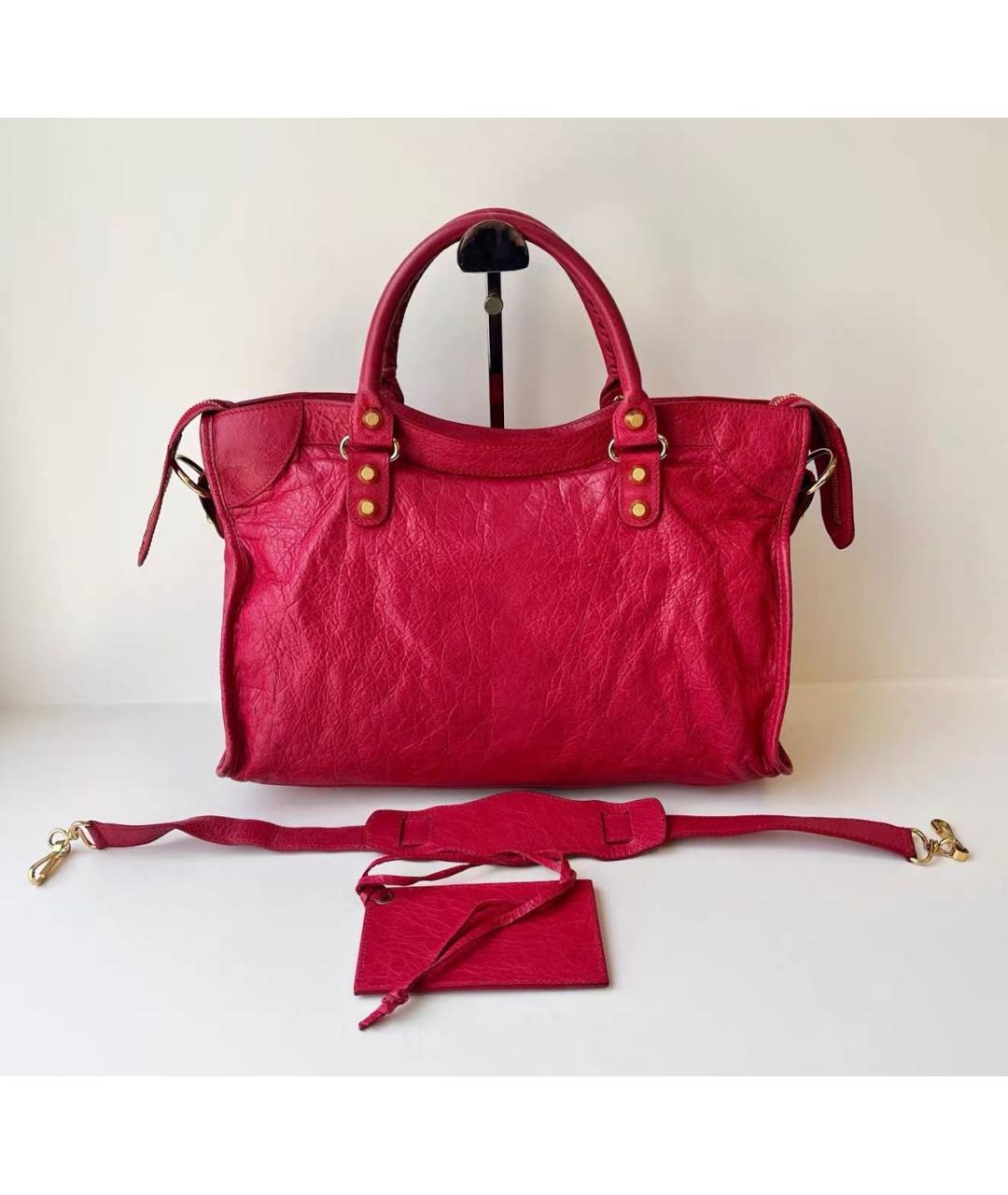 BALENCIAGA Красная кожаная сумка тоут, фото 2