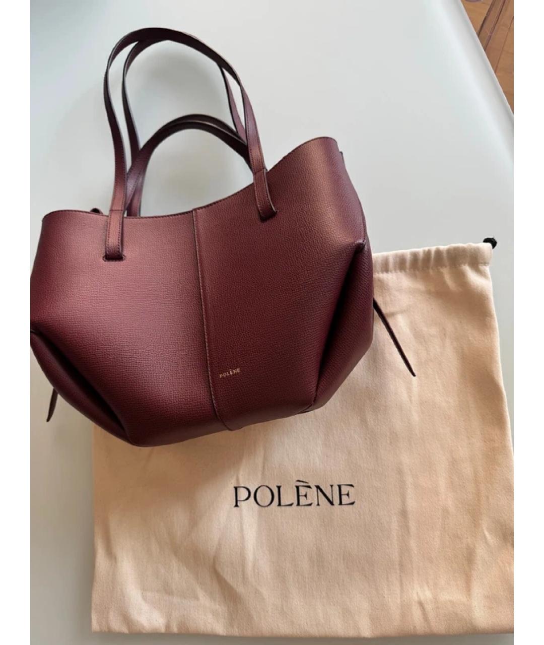 POLENE Бордовая кожаная сумка тоут, фото 5