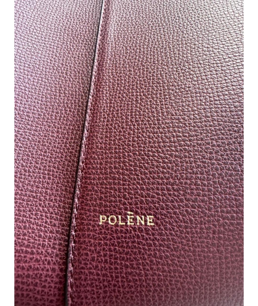 POLENE Бордовая кожаная сумка тоут, фото 2