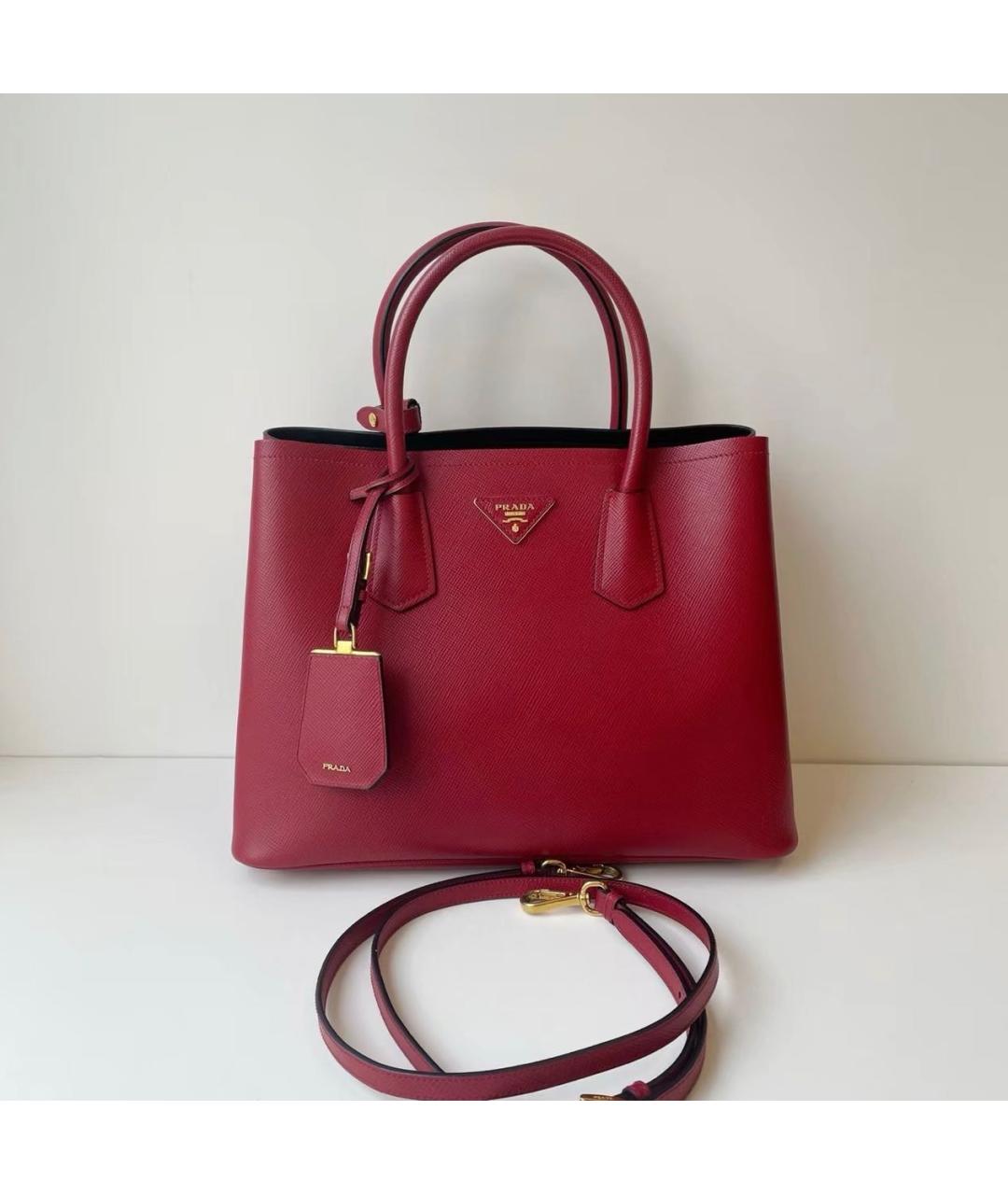 PRADA Красная кожаная сумка тоут, фото 9