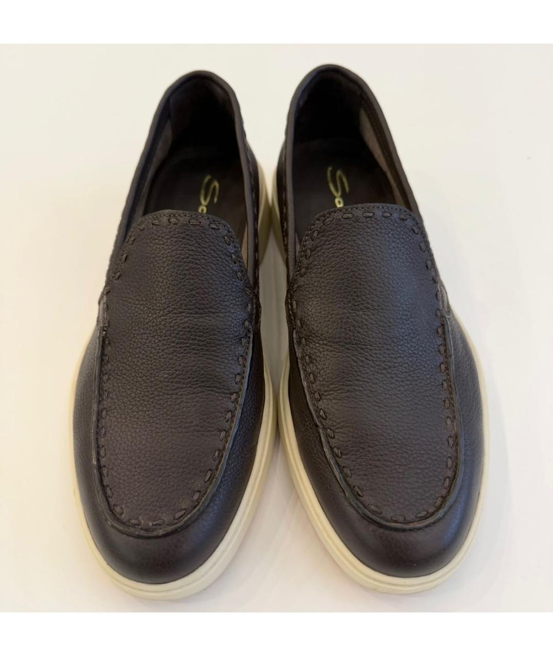 SANTONI Коричневые кожаные лоферы, фото 2