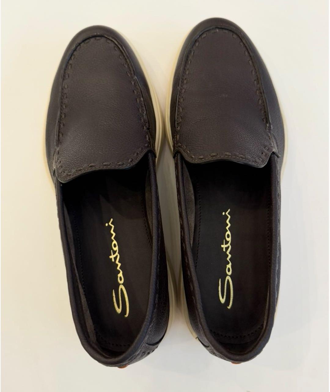 SANTONI Коричневые кожаные лоферы, фото 3