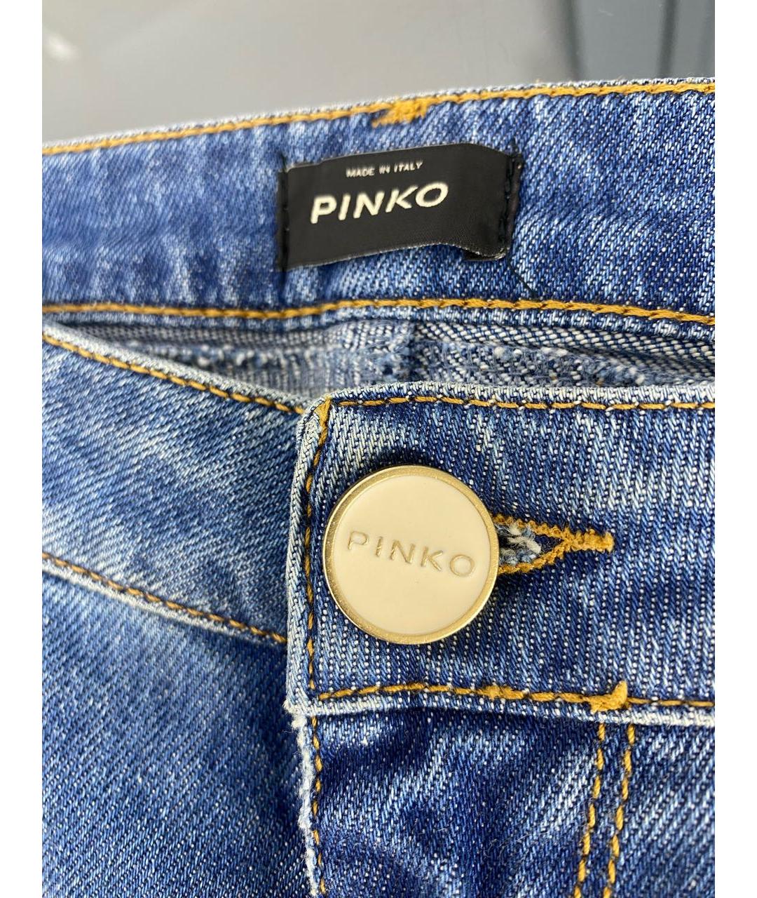 PINKO Голубые хлопко-эластановые джинсы слим, фото 4